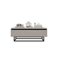 COUCHTISCH Selene Kaschmir matt 109 cm mit Metallrahmen - Kaschmir/Schwarz, Holzwerkstoff/Metall (50/109/39cm) - Meble Lindner