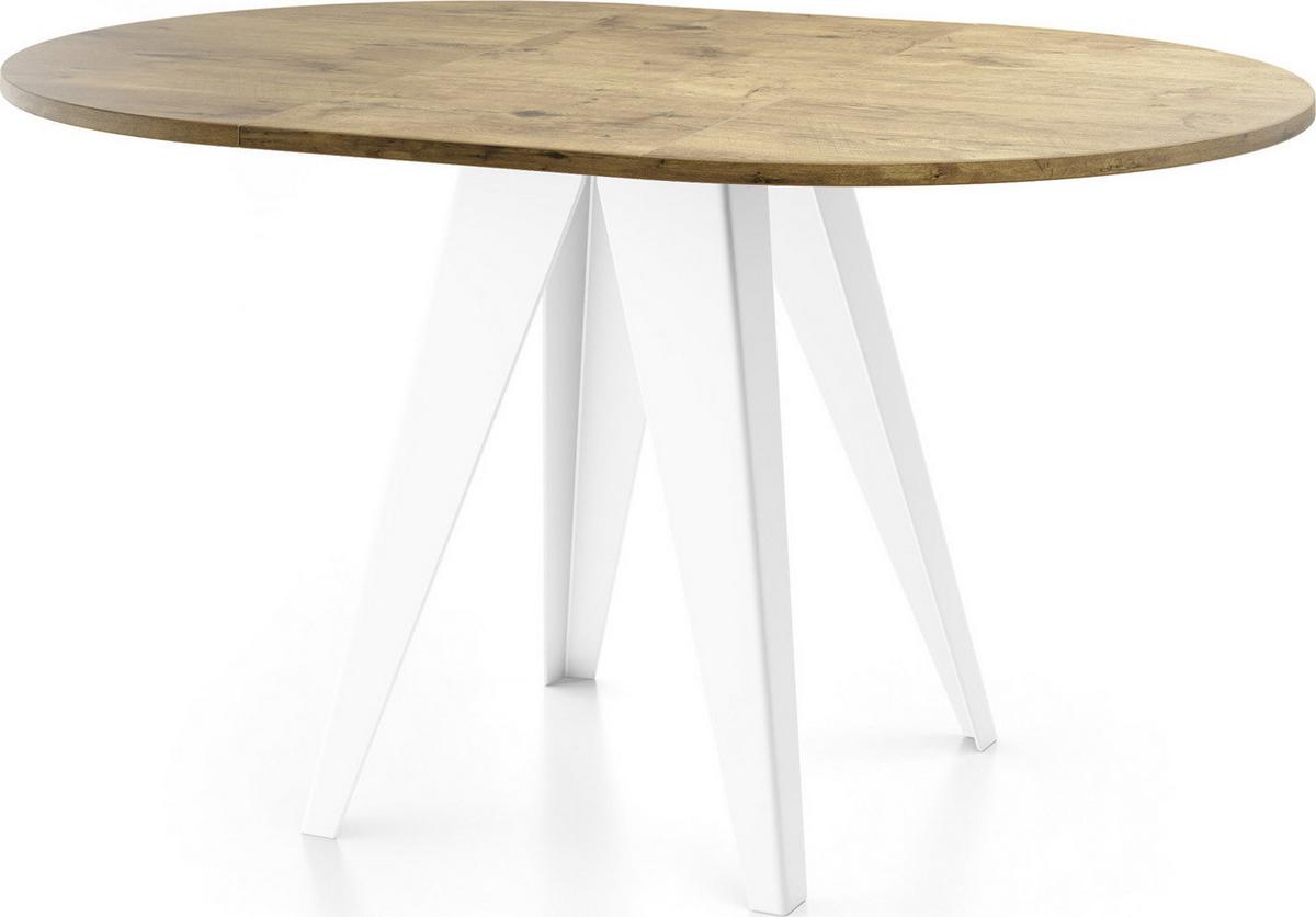 ESSTISCH Griffin runder ausziehbarer, Lancelot Eiche 100-140/100/76 cm - Eichefarben/Weiß, Holzwerkstoff/Metall (100/140/76cm) - WFL GROUP