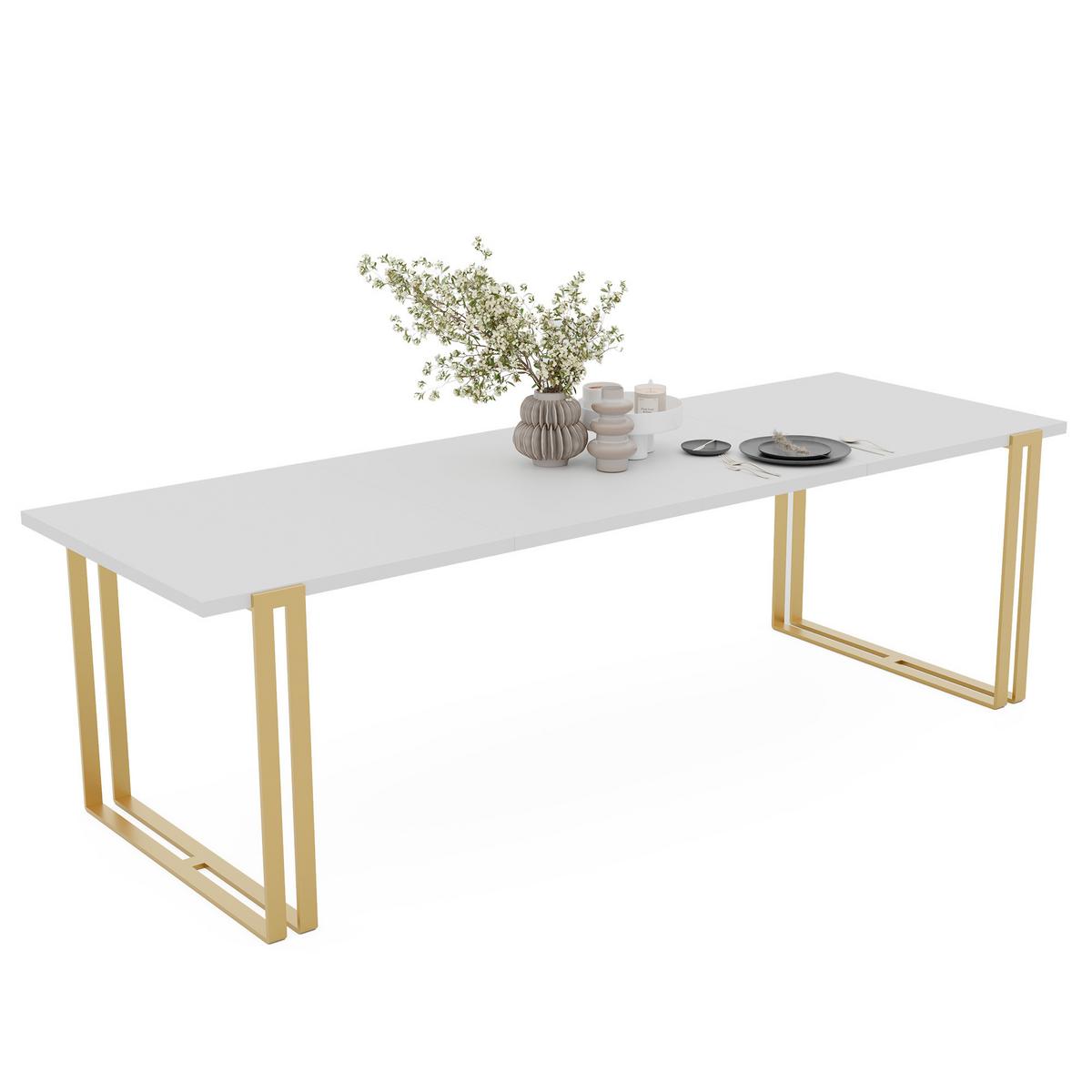 TISCH ausziehbar aus MDF, Weiß - Goldfarben/Weiß, Holzwerkstoff (140/80/76cm) - Idohome