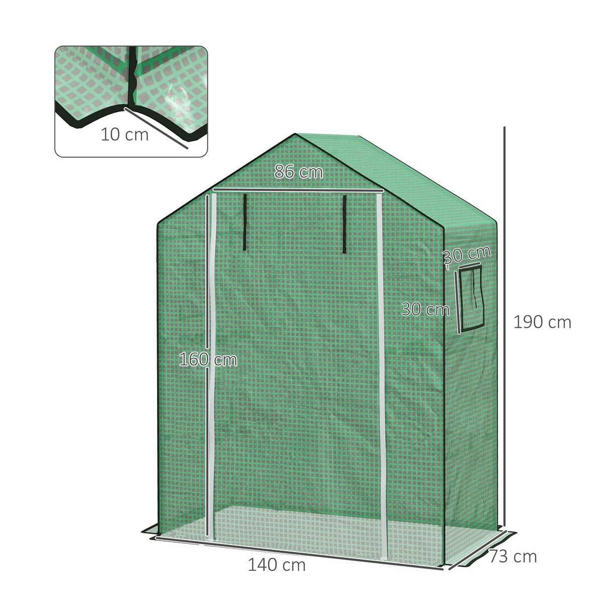 ERSATZFOLIE PE-Folie Ersatzabdeckung mit UV-Schutz, Rolltür, Seitenfenster, Grün - Grün, Kunststoff (73/190/140cm) - Outsunny