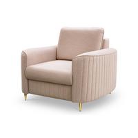SESSEL VELA, Modern Polstersessel Loungesessel, Velours-Stoff Beige - Beige, Holz/Metall (100/85/94cm) - MASSENO