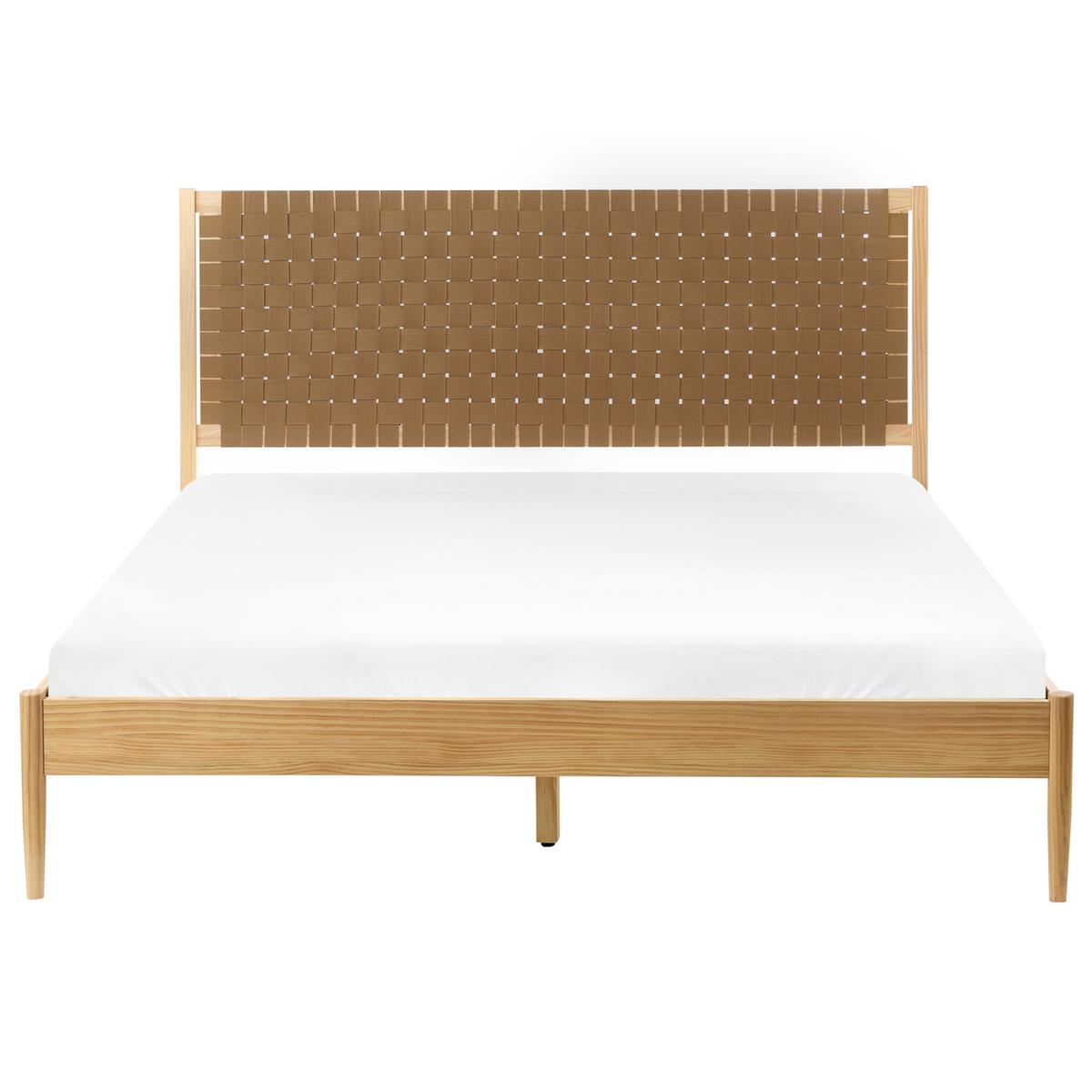 BETT mit Lattenrost 160/200 cm Hellbraun Brunemont - Hellbraun, Holz (160/200cm) - Beliani