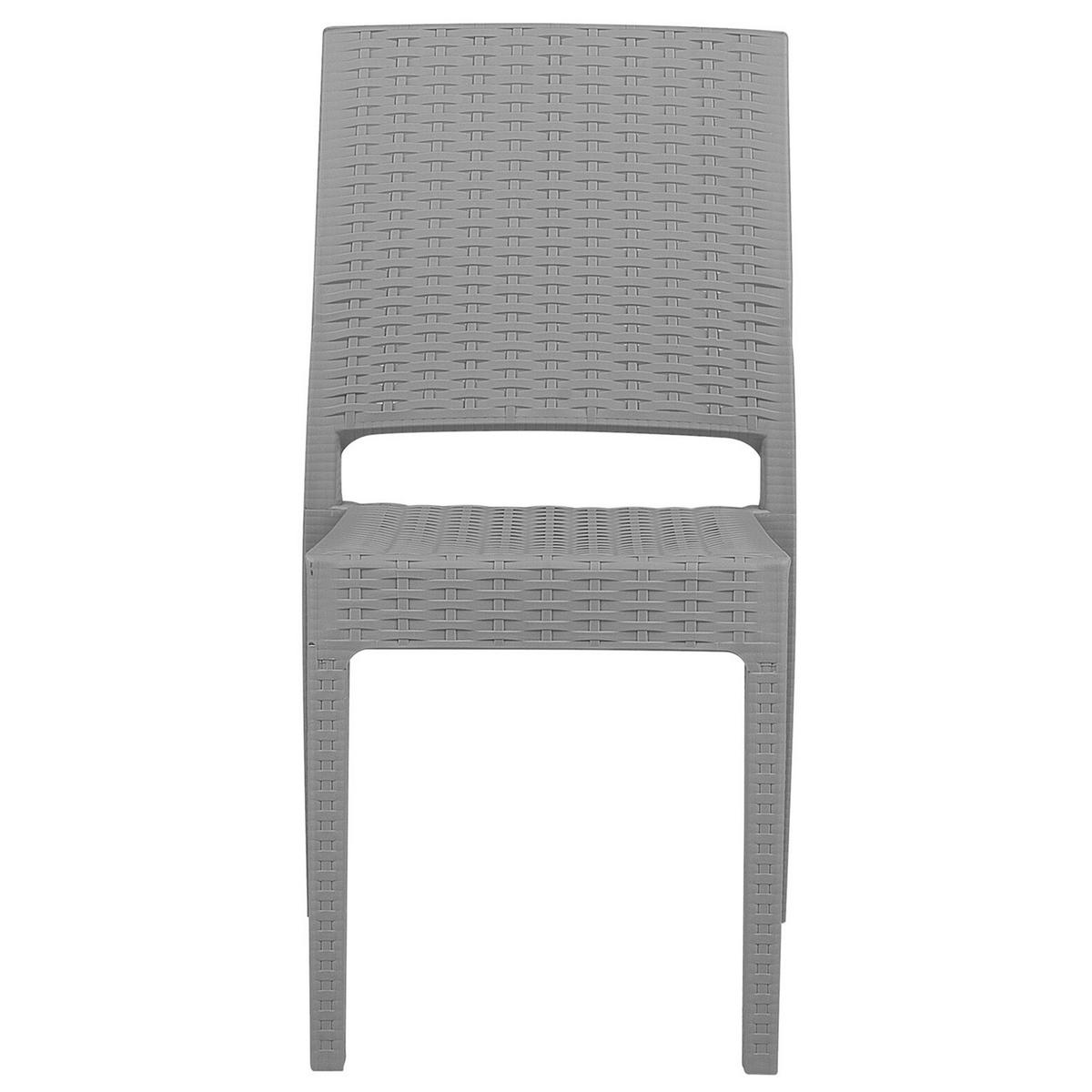 GARTENSTUHL 4er-Set Rattanoptik hellgrau Fossano - Hellgrau, Kunststoff (60/89/47cm) - Beliani