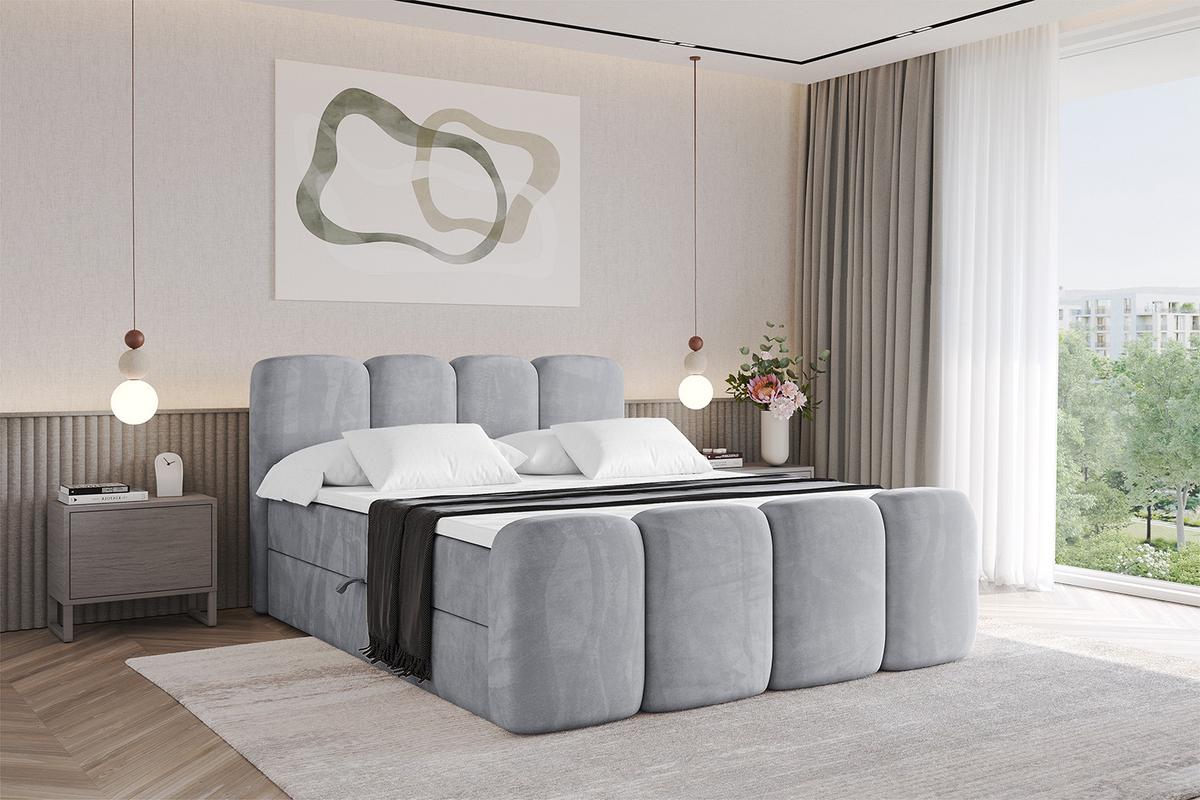 BOXBETT mit Matratze H4 und Lattenrost - NINA-Z - 200x200 cm Monolith - Hellgrau - Hellgrau, Holzwerkstoff (200/200cm)