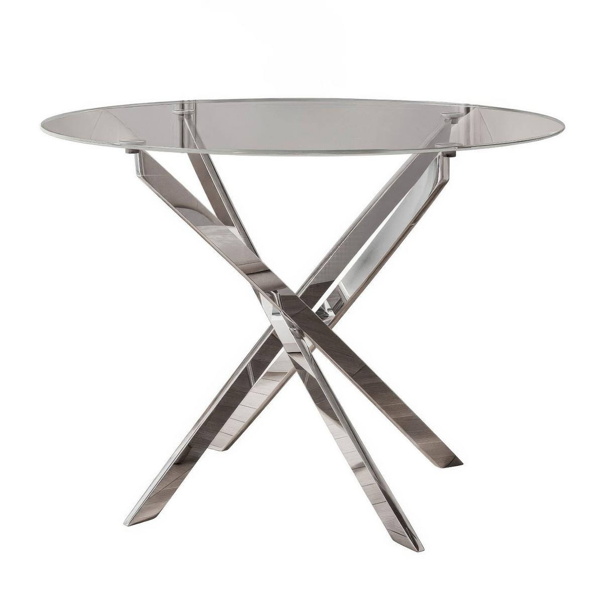 ESSTISCH BEIRA Runder Tisch 90 cm mit Glasplatte und Chrom Tischbeine - Chromfarben/Goldfarben, Glas (90/90/72cm) - Lookway