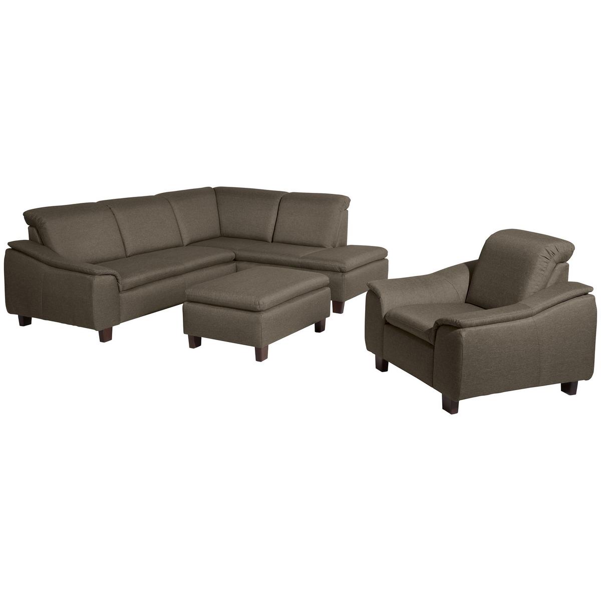 ECKSOFA mit Ottomane rechts Kaylil Flachgewebe sahara - Sahara, Kunststoff (187/247cm) - 58aufmkessel