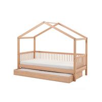 HAUSBETT Kelci 90x200 mit Bettschublade und Dach Buche massiv natur - Buchefarben, Holz (90/200cm) - 58aufmkessel