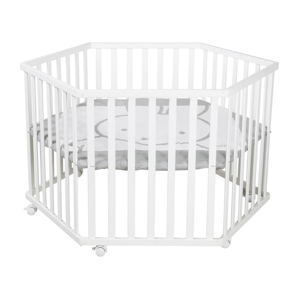 LAUFGITTER 6-eckig Miffy - Weiß, Holzwerkstoff (118.5/72.5/103.5cm) - Roba