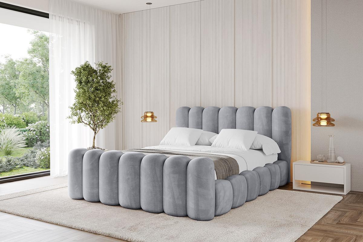 POLSTERBETT mit Bettkasten, Fußteil und Lattenrost, Boxbett ohne Matratze - SENA-Z 200x200 Hellgrau - Hellgrau, Holzwerkstoff/Textil (200/200cm) - ALTDECOR