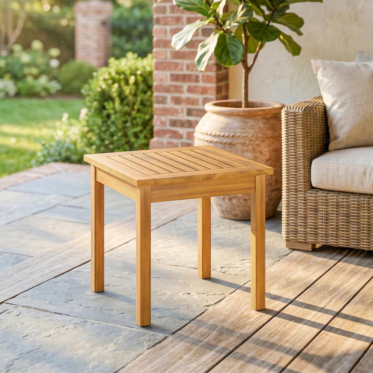 GARTENTISCH Akazienholz Naturholz - Naturfarben, Holz (48/48/46cm) - Outsunny