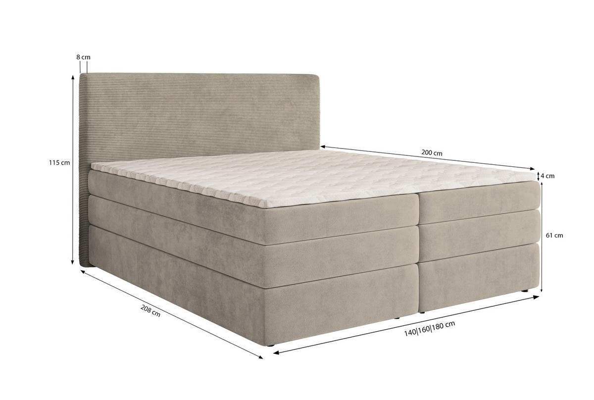 BOXSPRINGBETT MATERN 180x200 cm mit Matratze und Topper - Rosa - Rosa, Holz (180/200cm) - MASSENO