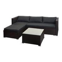 POLY-RATTAN GARNITUR Braun, Grau - Braun/Grau, Kunststoff - MCW