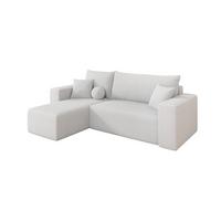ECKSOFA mit Schlaffunktion Ottomane Links SENO-L 249x139x85 Weiß Bouclé - Schwarz/Weiß, Holzwerkstoff/Kunststoff (249/139cm) - ALTDECOR