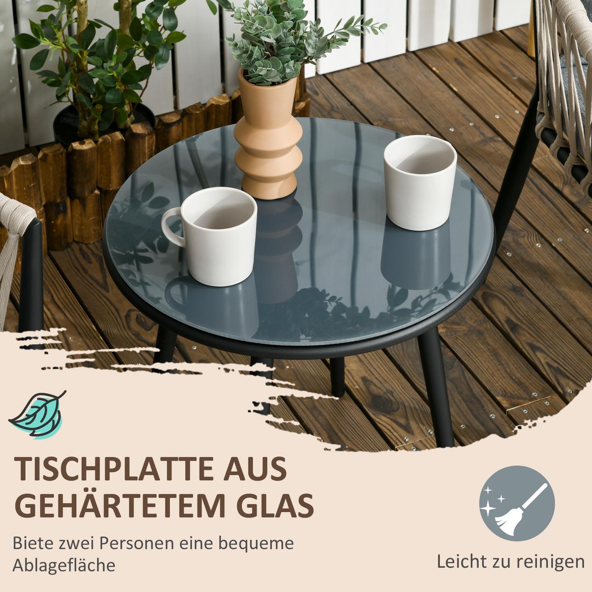 GARTENMÖBEL Set, Stahl, Grau - Grau, Metall - Outsunny