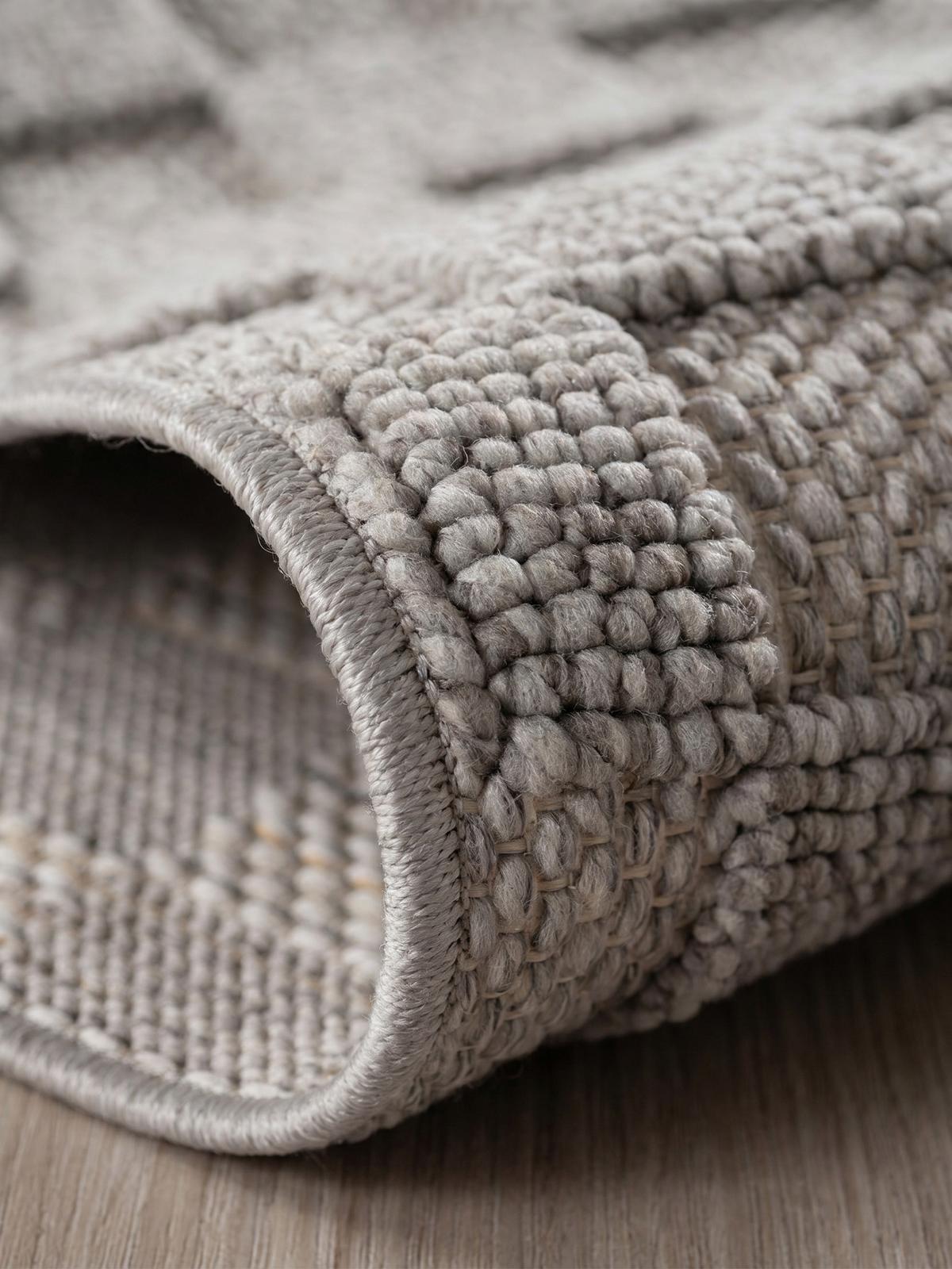 TEPPICH Flachgewebe LANGAU in Silber, mit Schachbrettmuster, 80 x 250 cm - Silberfarben, Textil (80/250cm) - KADIMA DESIGN