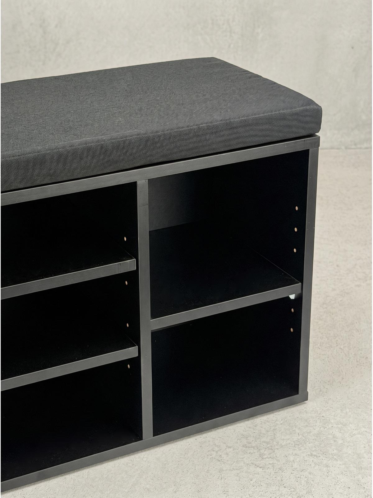 GARDEROBENBANK CARTAGENA, Stoff, Schwarz, 100 x 30 x 45 cm - Schwarz, Holzwerkstoff/Textil (100/45/30cm) - KADIMA DESIGN