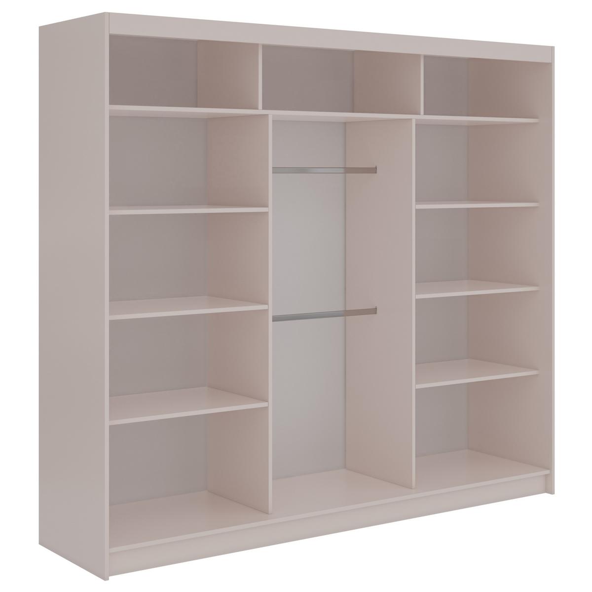 SCHWEBETÜRENSCHRANK mit Lamellen LUMOS - 240 - Kaschmir und Eiche Artisan - Kaschmir/Alufarben, Holzwerkstoff/Metall (240/216/61cm) - MKS
