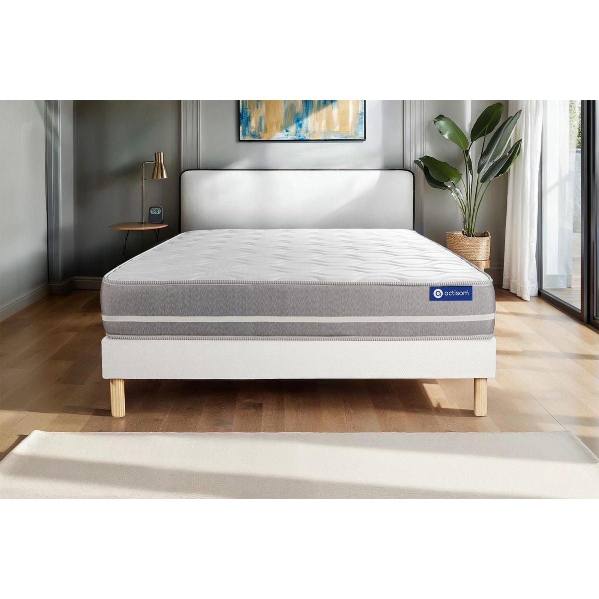 BETT Actimemo touch Memory-Schaum 160 x 190 cm h1 - Kit Bettgestell Weiß - Beige/Weiß, Karton/Holz (160/190cm) - ACTISOM
