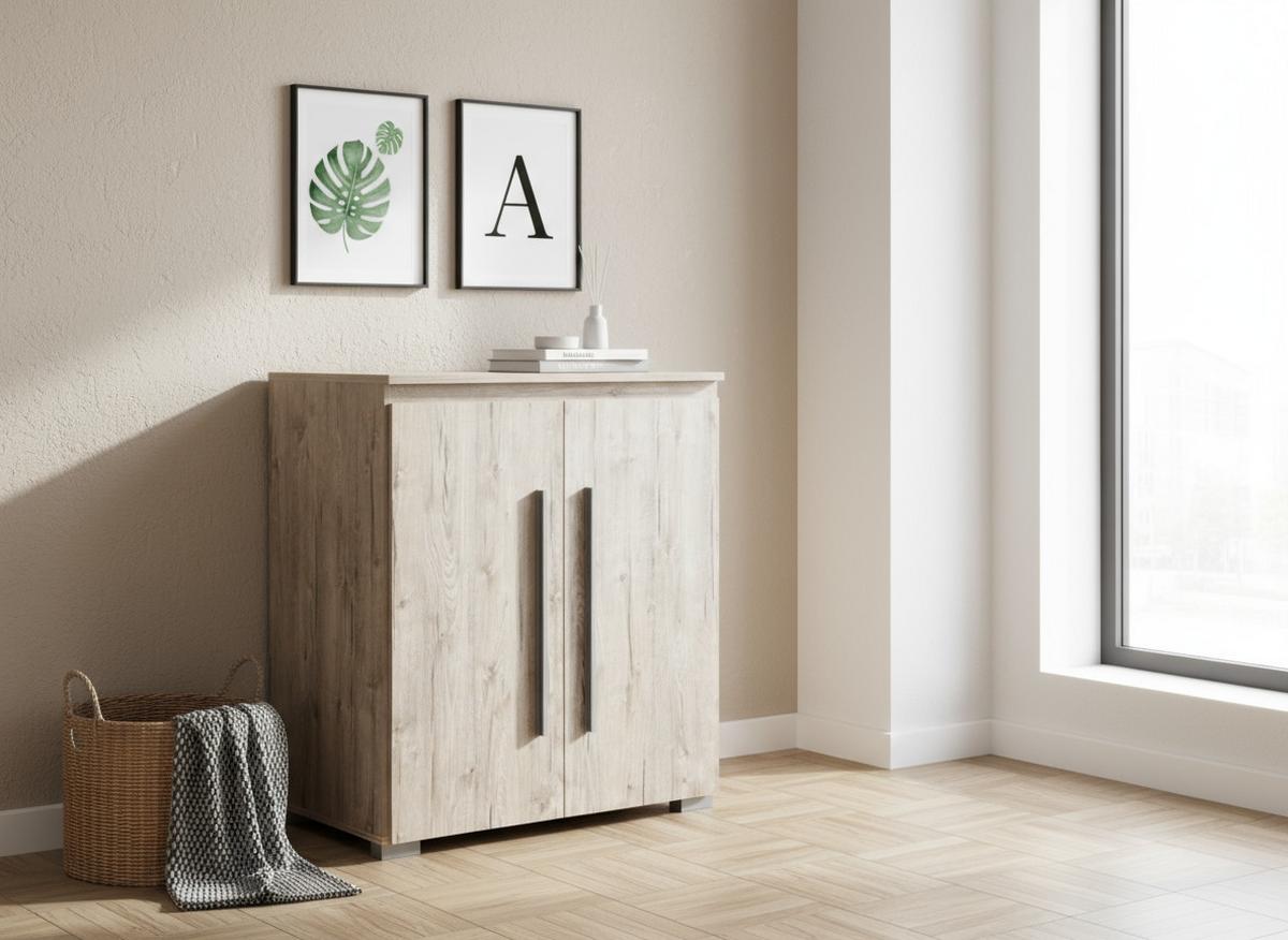 KOMMODE 85/92/50 cm Eiche Sand - Eichefarben/Silberfarben, Holzwerkstoff/Kunststoff (85/92/50cm) - arthur berndt