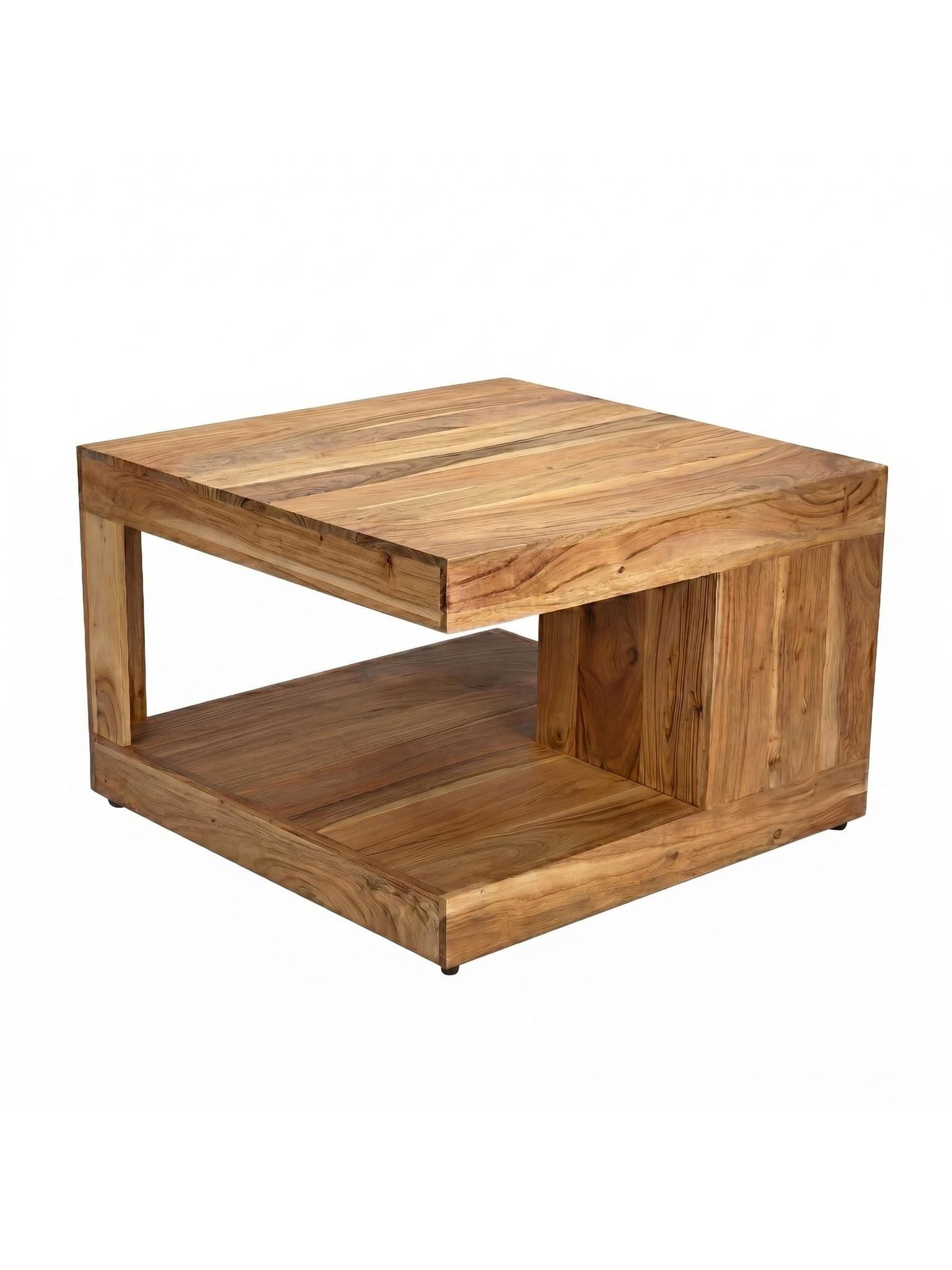 SOFATISCH NAREW, Akazie Massivholz, Akazie-Natur, 60 x 60 x 39,5 cm - Braun, Akazienholz/Holz (60/60/39.5cm) - KADIMA DESIGN