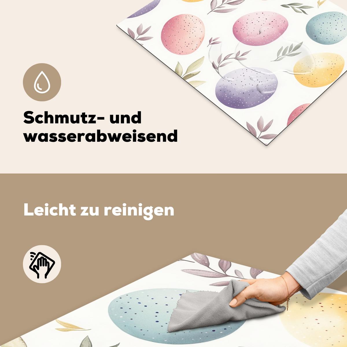 HERDABDECKPLATTE Eier - Bunt - Muster Herdabdeckung Induktionsfeld 65x52 cm - Weiß, Kunststoff (65/52/0.2cm) - MuchoWow