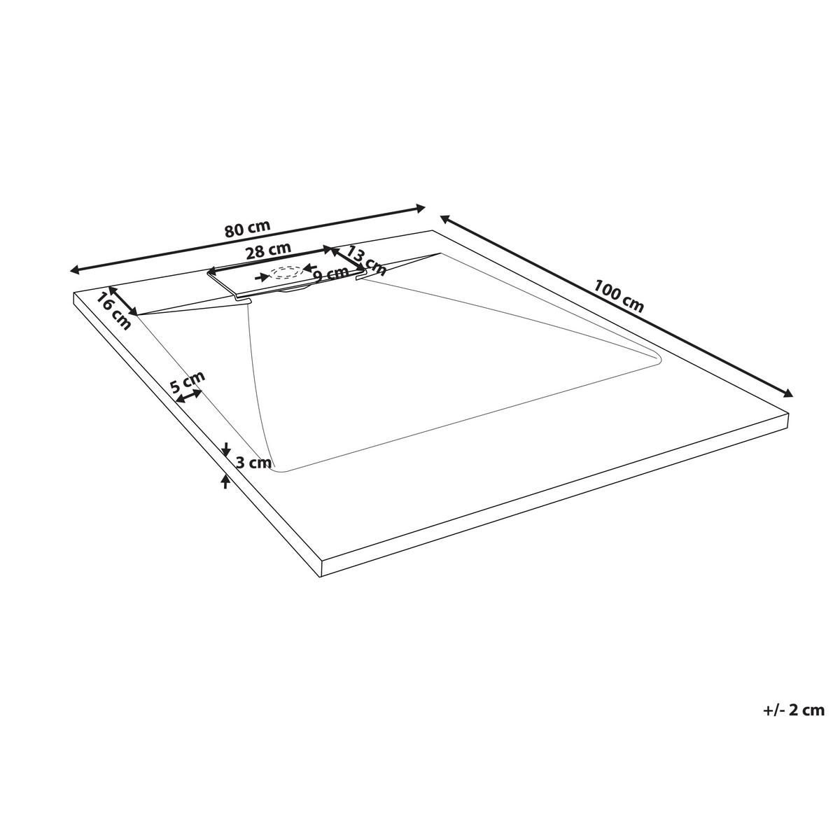 DUSCHWANNE 80/100/3 cm Weiß Azzurro - Weiß, Kunststoff (100/3/80cm) - Beliani