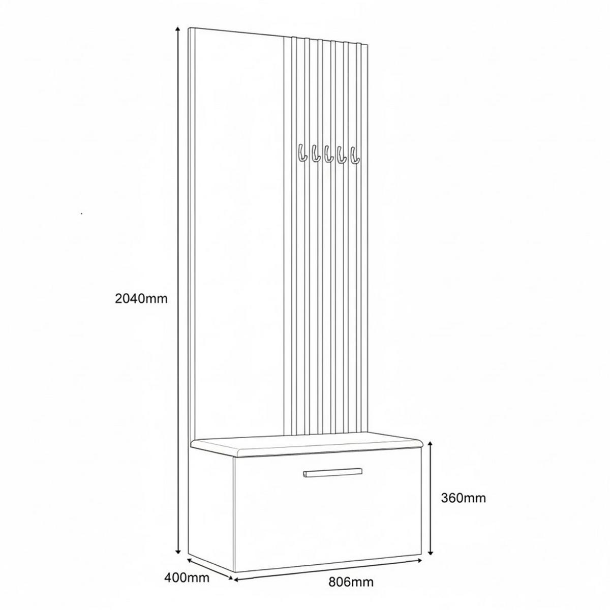 GARDEROBENSCHRANK MODULO 80,6/204/40 cm Modern Garderobe-Set Weiß - Schwarz/Weiß, Holzwerkstoff (80.6/204/40cm) - MASSENO
