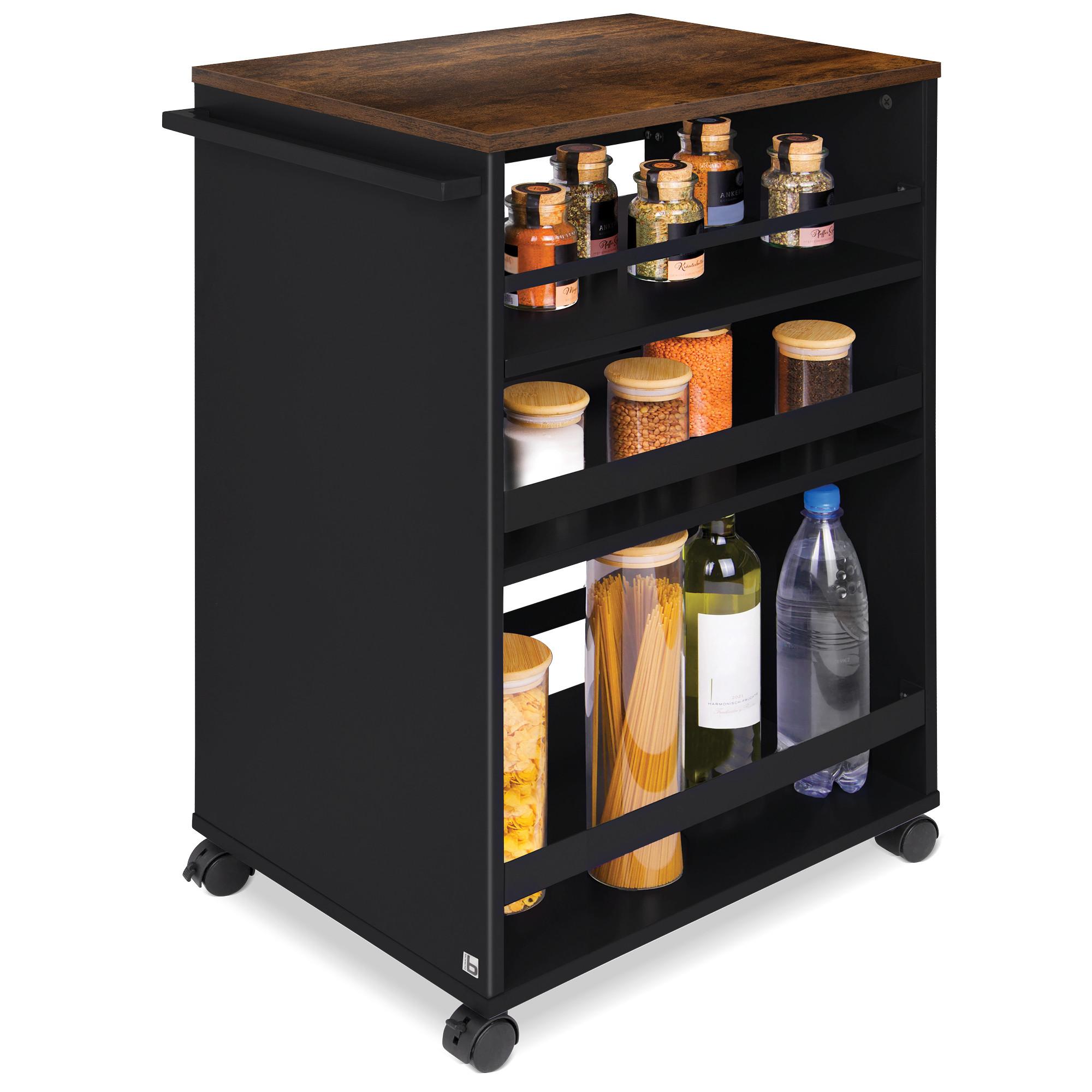 UNIVERSALWAGEN Bengt Schwarz-Braun - Schwarz Hochglanz/Multicolor, Naturmaterialien/Metall (38/79/50cm) - BoMoe