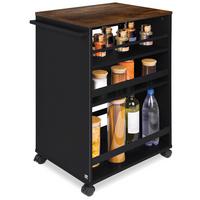 UNIVERSALWAGEN Bengt Schwarz-Braun - Schwarz Hochglanz/Multicolor, Naturmaterialien/Metall (38/79/50cm) - BoMoe