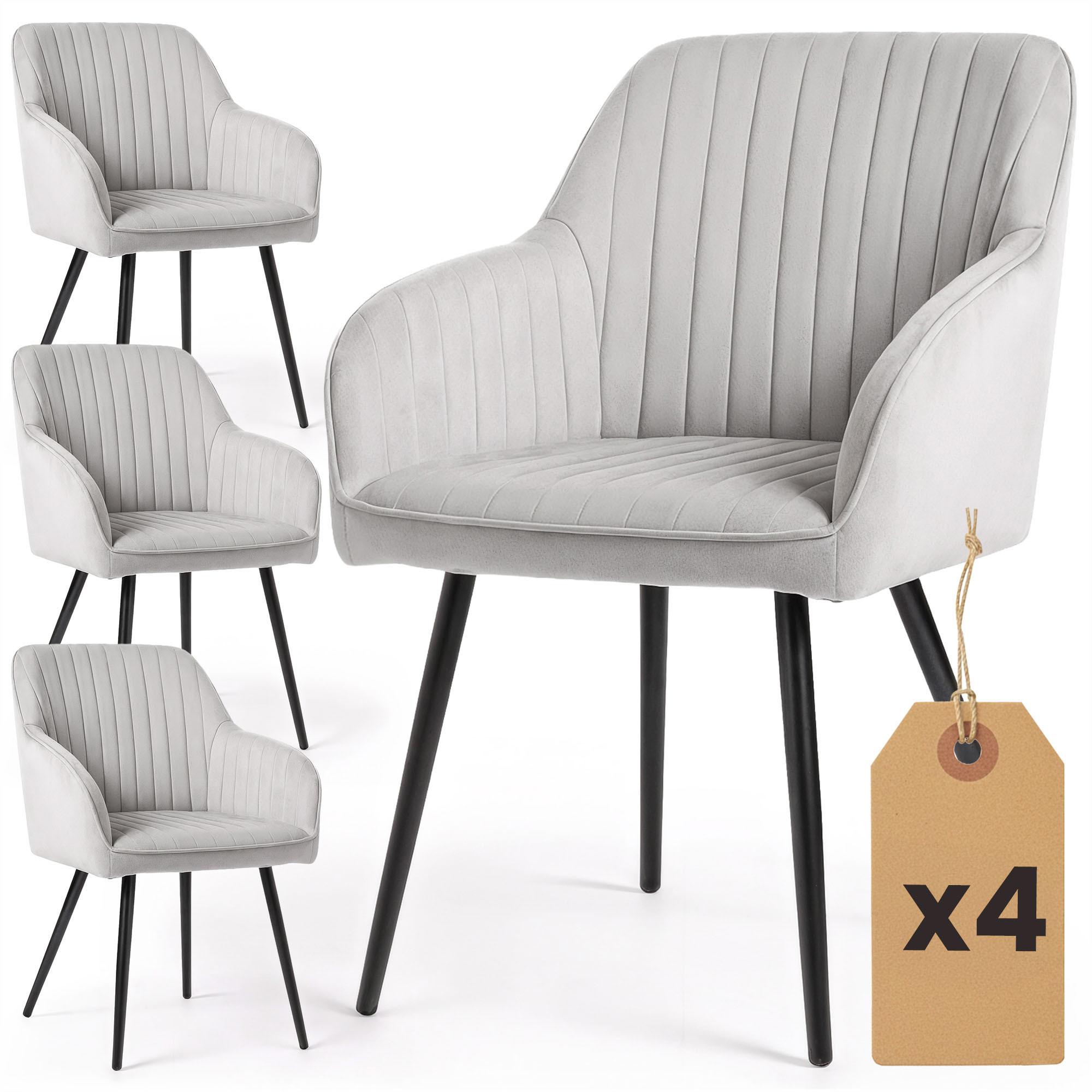 POLSTERSTUHL 4er Set, Metallbeine Grau, Schwarz 54,5/82/58 - Schwarz/Grau, Textil (55/82/52cm) - RAUMHIRSCH FURNITURE