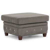 HOCKER Chesterfield Cleo Blink Grau Samt mit Kristallsteppung und braunen Massivholzfüßen - Braun/Grau, Holz/Textil (75/45/70cm) - S-Style Möbel