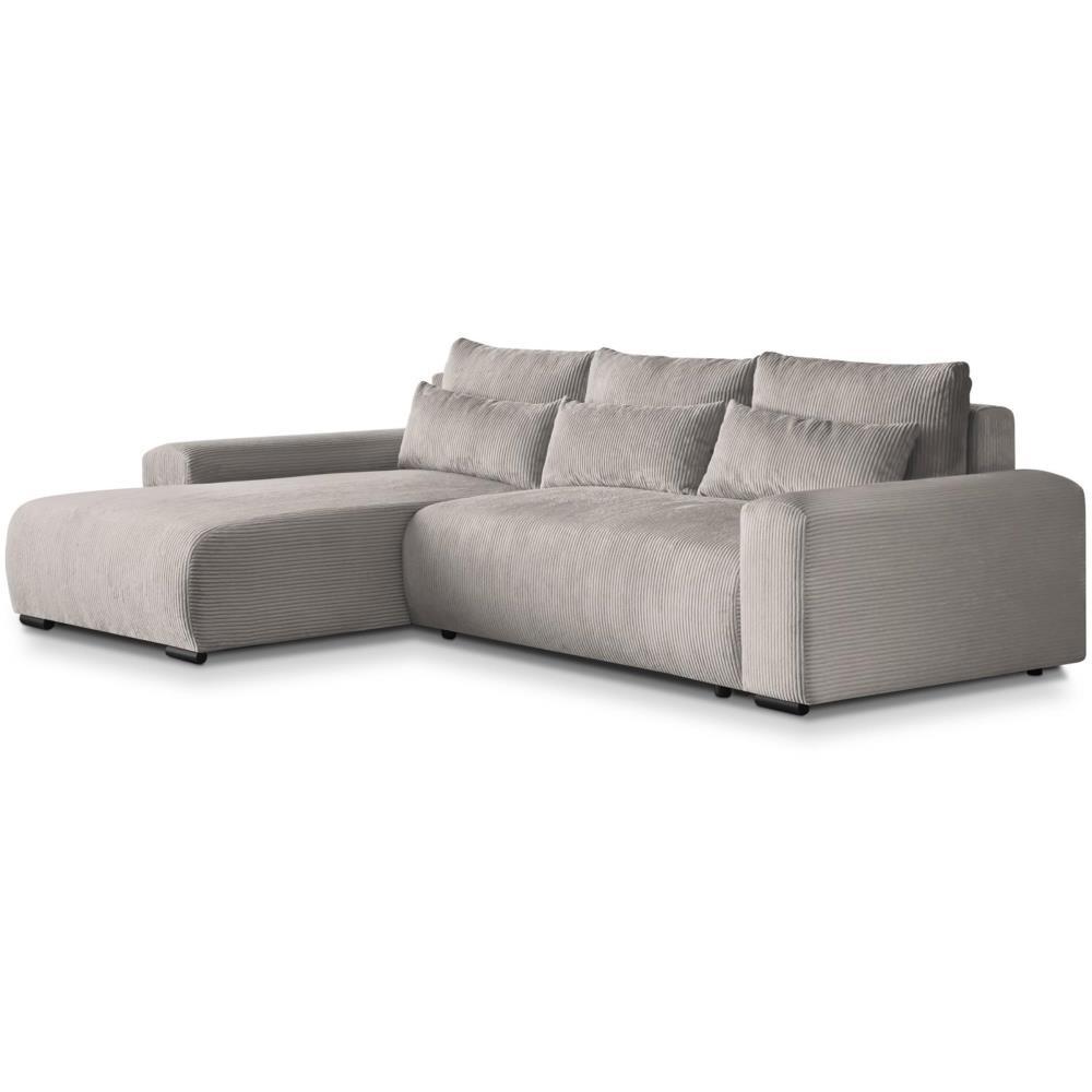 ECKSCHLAFSOFA Benny cappuccino links - Schwarz/Cappuccino, Kunststoff/Textil (271/185cm) - Beautysofa