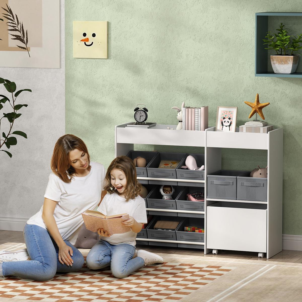 KINDERREGAL - Weiß, Holzwerkstoff/Metall (30/80/105cm) - AIYAPLAY