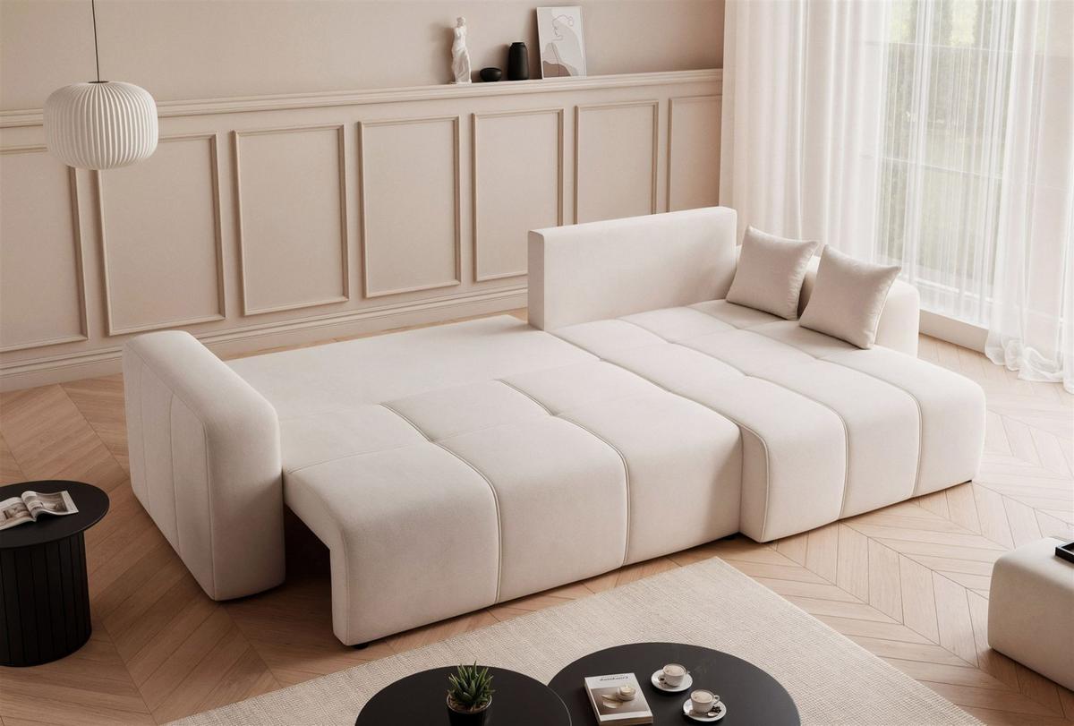 ECKSOFA Leros Xl Mit Schlaffunktion - Creme, Holzwerkstoff/Textil (145/278cm) - Fun Möbel