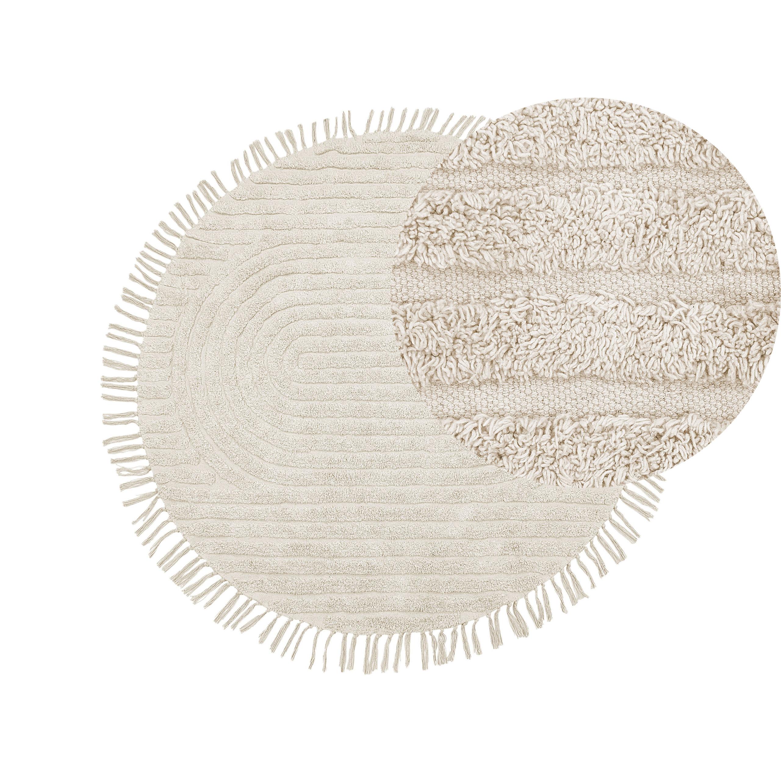 TEPPICH geflochten Halfeti 140/140 cm - Beige, Textil (140/140cm) - Beliani
