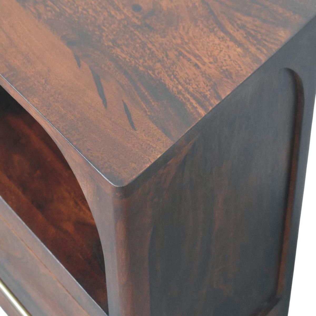 NACHTTISCH mit Wine-Wood-Oak-Finish, 1 Schublade, 1 offene Ablage, dunkelbraun. - Dunkelbraun, Holz/Metall (45/55/35cm) - Artisan Furniture