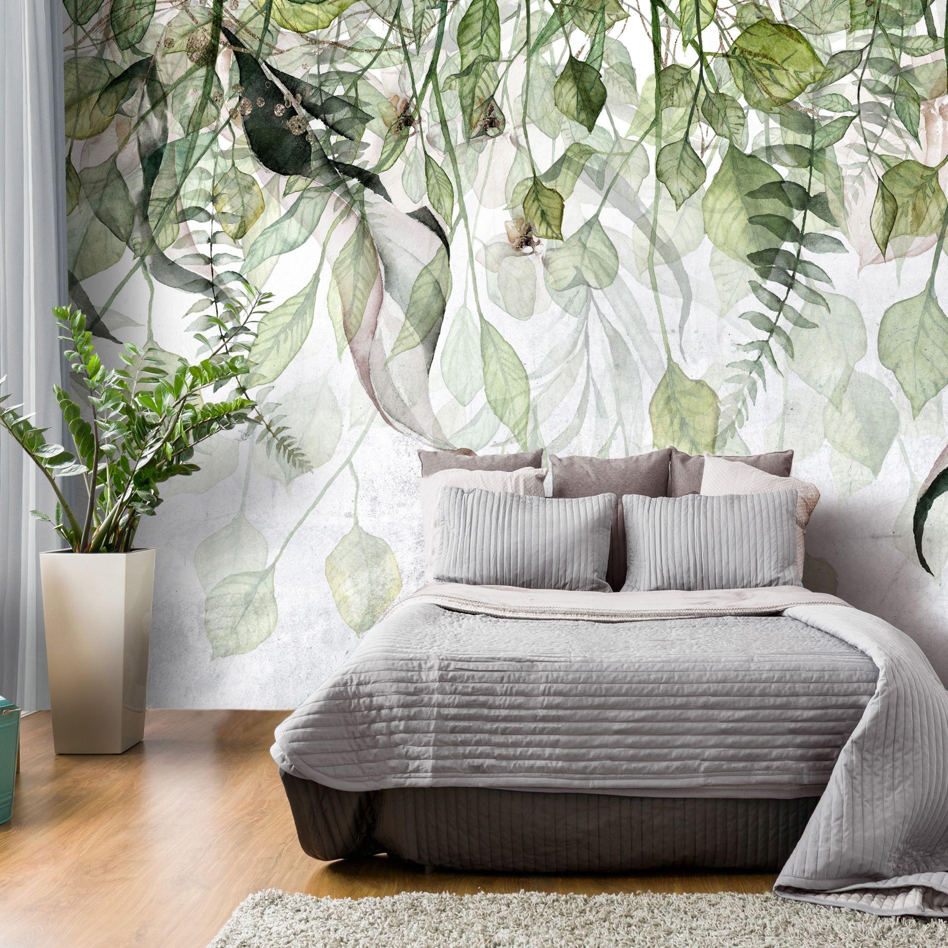 SELBSTKLEBENDE FOTOTAPETE 441/315 cm - Grau/Grün, Kunststoff/Textil (441/1cm) - KUNSTLOFT