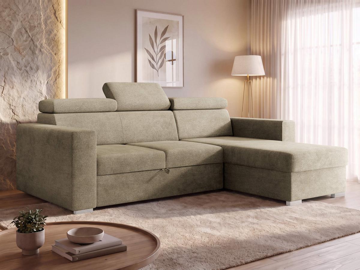 ECKSCHLAFSOFA Pedro 2rLC - Hellbraun/Silberfarben, Holz/Kunststoff (235/170cm) - MIRJAN24