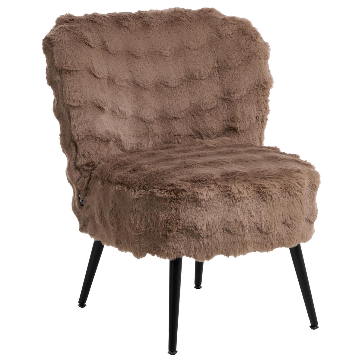 SESSEL Webpelz Hellbraun Voss - Hellbraun/Schwarz, Textil (60/76/52cm) - Beliani