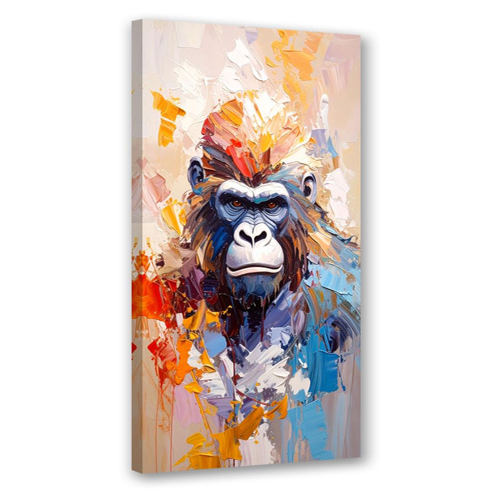 LEINWANDBILD Bunte Gorilla-Abstraktmalerei 40x80cm - Multicolor, Textil (40/80cm) - Feeby