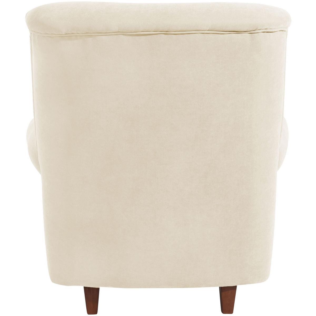 HOCHLEHNSESSEL Katrin Bezug Veloursstoff Buche nussbaum dunkel / creme - Weiß, Kunststoff (91/98/90cm) - 58aufmkessel