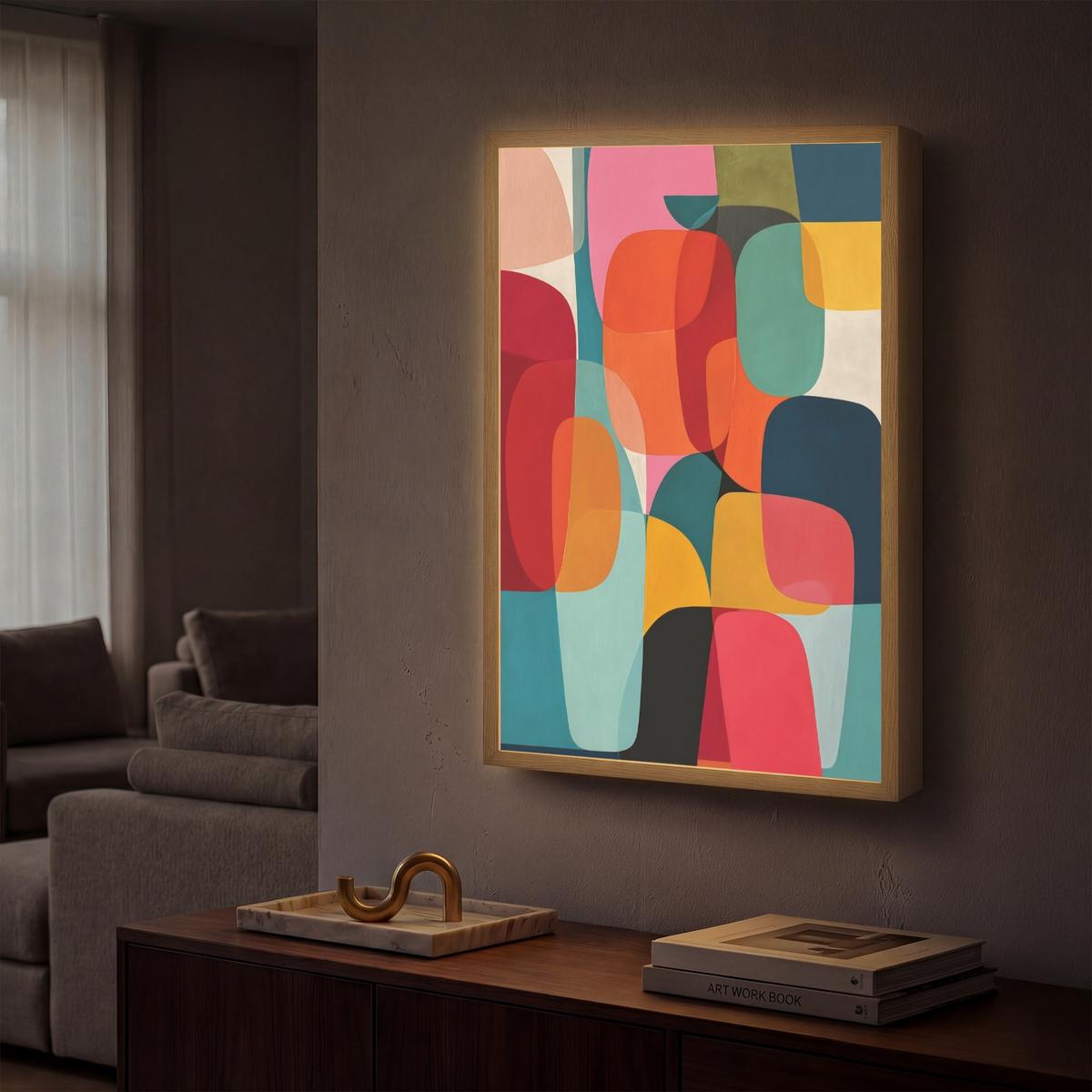 WANDLEUCHTE MIT AKKU Formen - Bunt - Abstrakt - Flugzeuge 40x60 cm - Multicolor, Holzwerkstoff (40/60/8cm) - OnlyWow