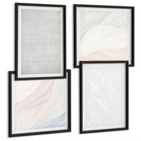 BILDER SET 4er Set - 50x50 cm & 40x60 cm Schwarzer Rahmen - Leuchtende Strukturen, Sandmuster - Schwarz, Kunststoff (50/50cm) - TULUP
