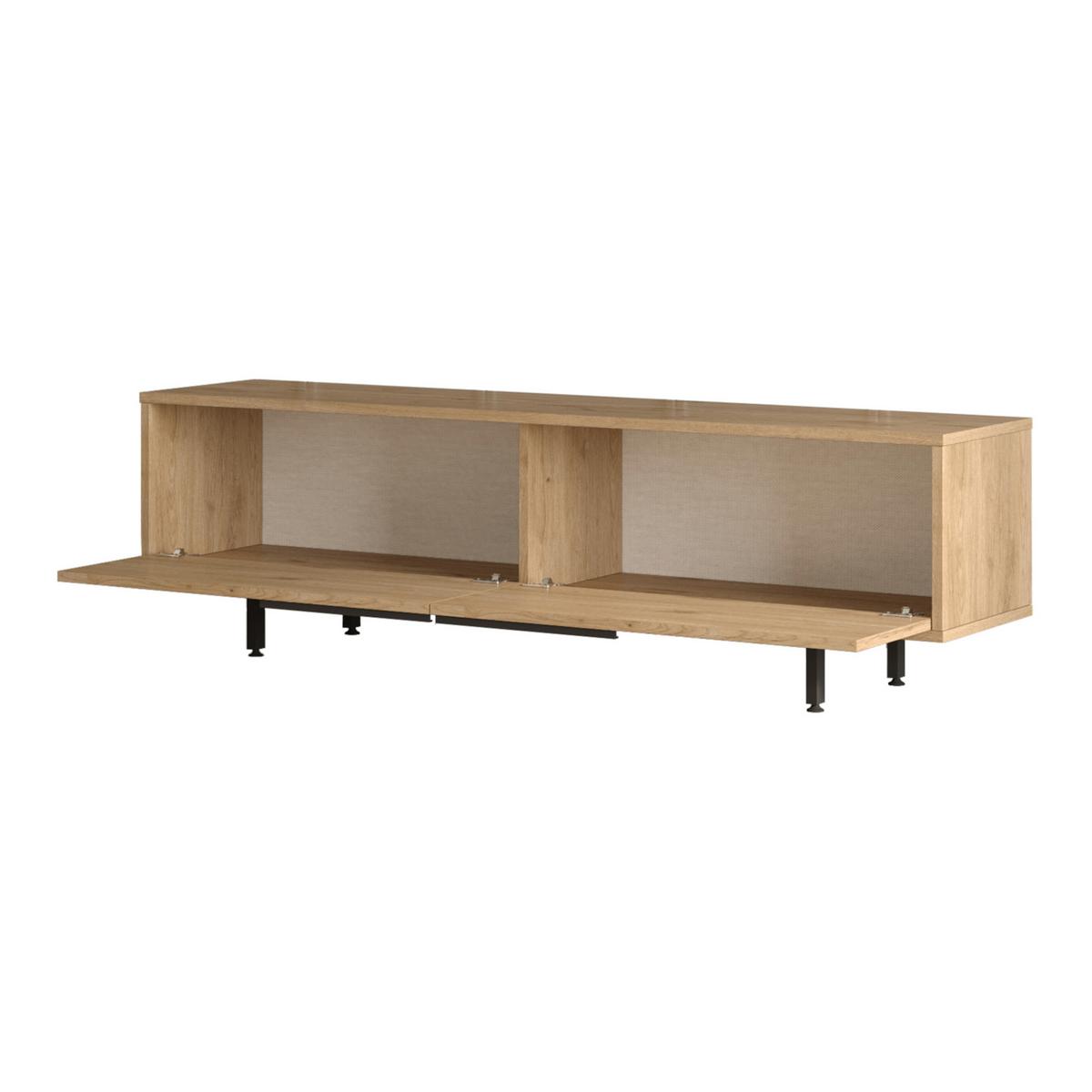 TV-ELEMENT Urejovle - Eichefarben/Schwarz, Holzwerkstoff/Metall (160/45/35.5cm) - [en.casa]
