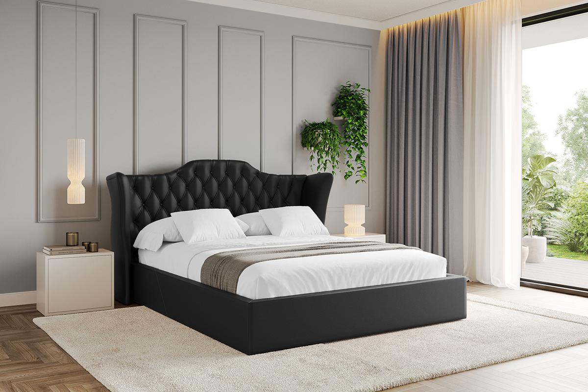 POLSTERBETT mit Bettkasten und Lattenrost, Boxbett ohne Matratze - ZORAN 140x200 Schwarz Kunstleder - Schwarz Hochglanz, Holzwerkstoff/Textil (140/200cm) - ALTDECOR