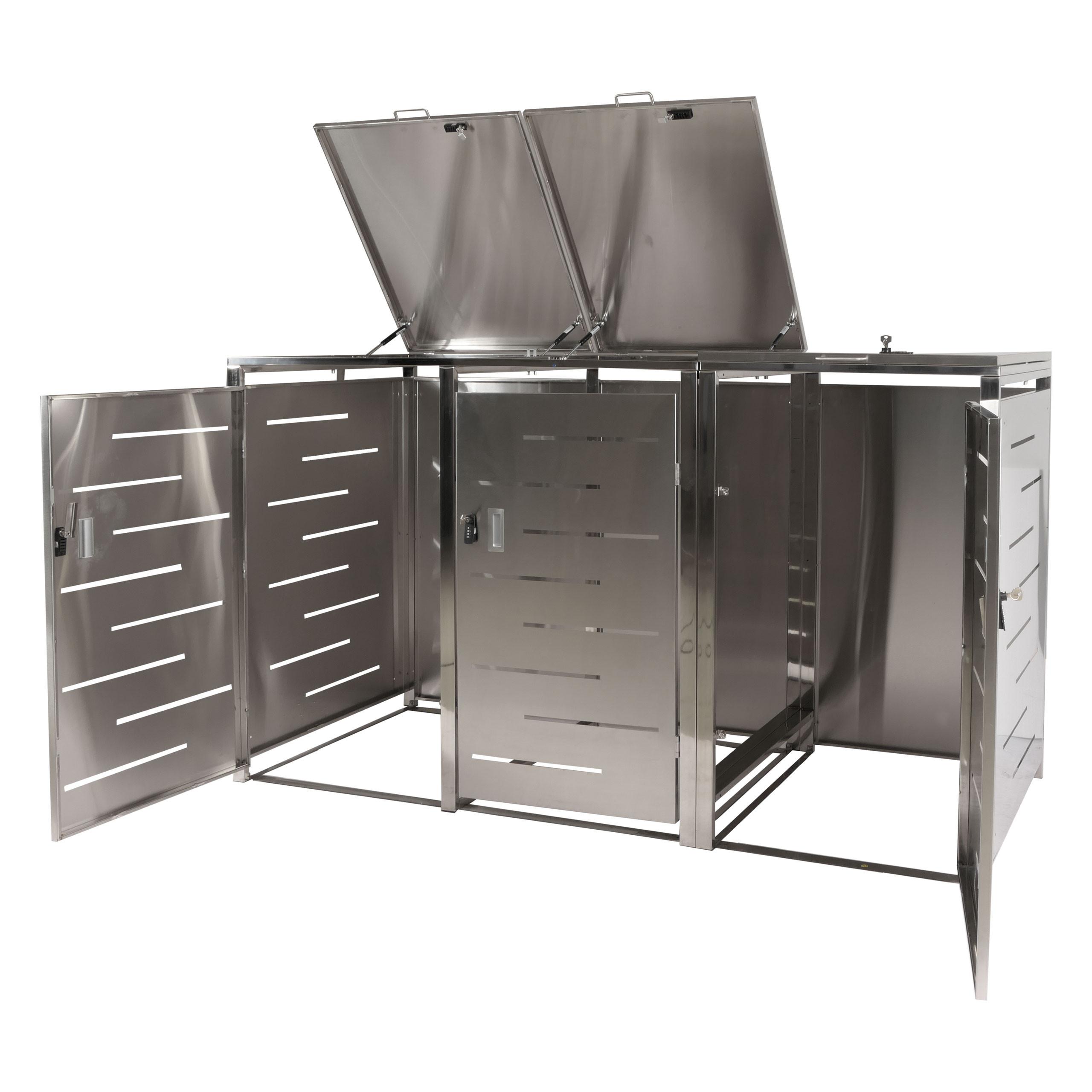 3ER-MÜLLTONNENVERKLEIDUNG Silber - Silberfarben, Metall (197/116/80cm) - MCW