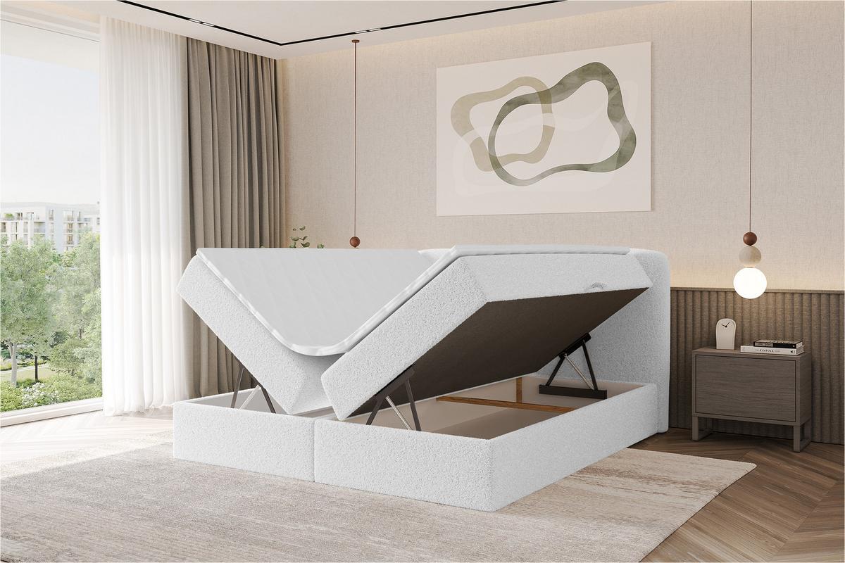 BOXBETT mit Matratze H4 - NINA - 180x200 cm - Weiß - Weiß, Holzwerkstoff (180/200cm) - ALTDECOR