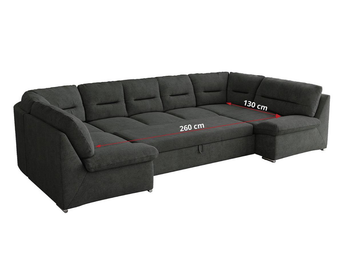 WOHNLANDSCHAFT MORBIDO U Dunkelgrau Struktur - Dunkelgrau/Silberfarben, Textil/Metall (340/93/206cm) - MKS