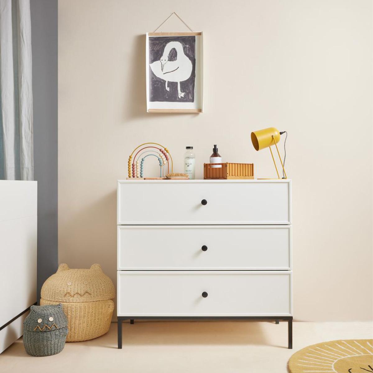 KINDERKOMMODE Lumi Weiß und Schwarz - Weiß, Holzwerkstoff (90/86.5/50cm) - Petits-meubles