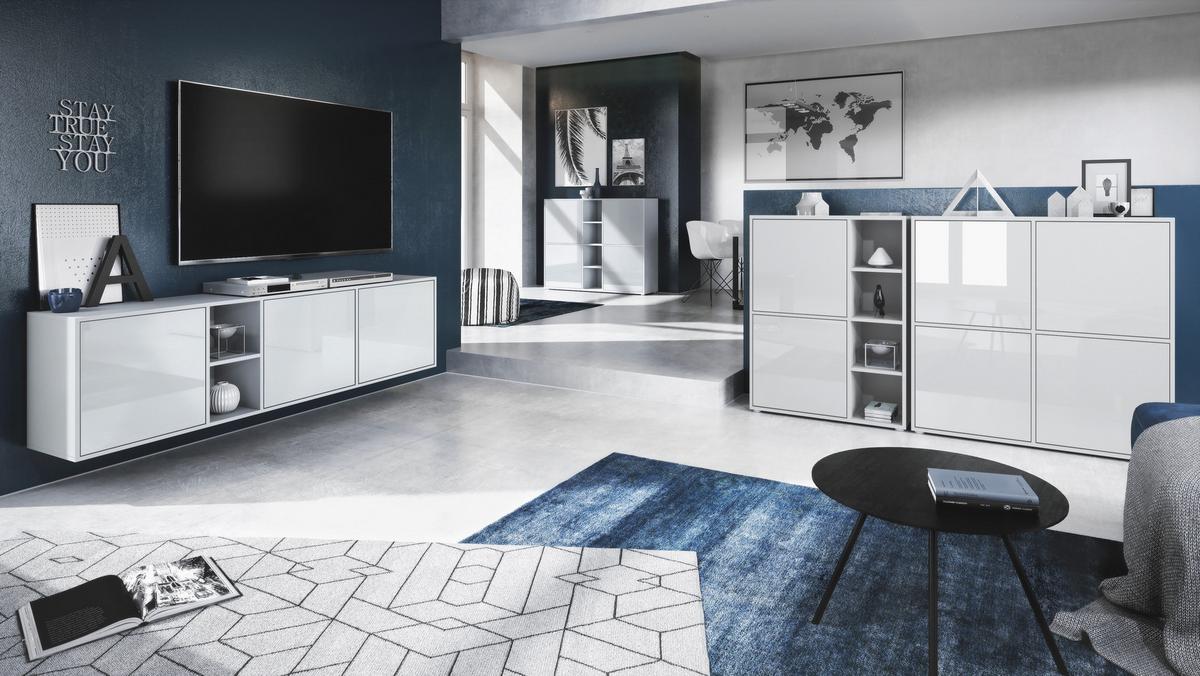 SIDEBOARD Cuba Türen in Eiche Nordic - Silbereichenfarben, Holzwerkstoff (182/53/35cm) - Vladon